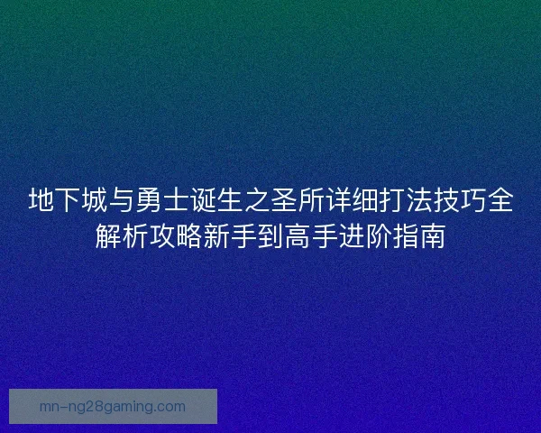 地下城与勇士诞生之圣所详细打法技巧全解析攻略新手到高手进阶指南